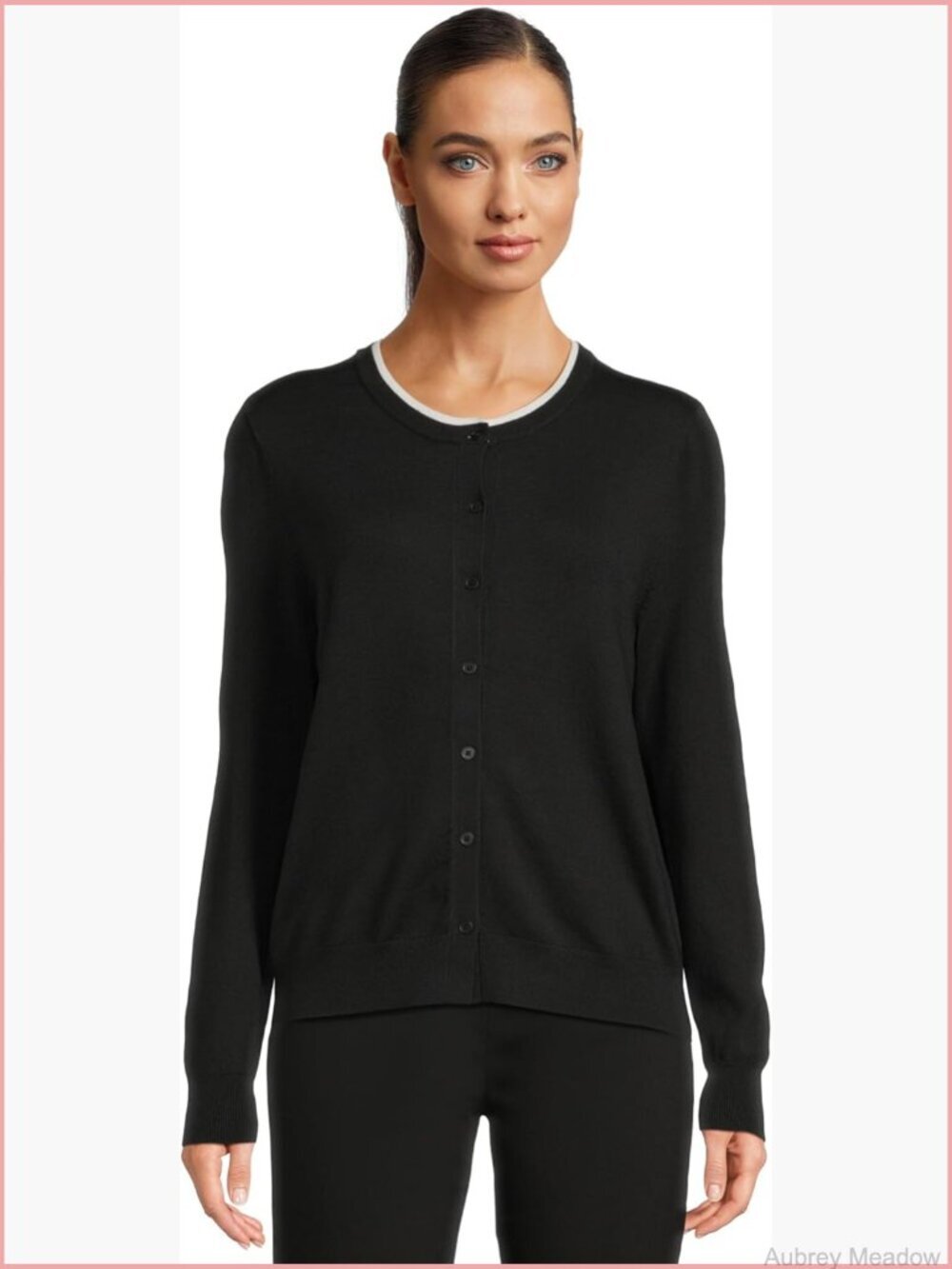 Modal Knits Button Front Cardigan Double Layer Neck